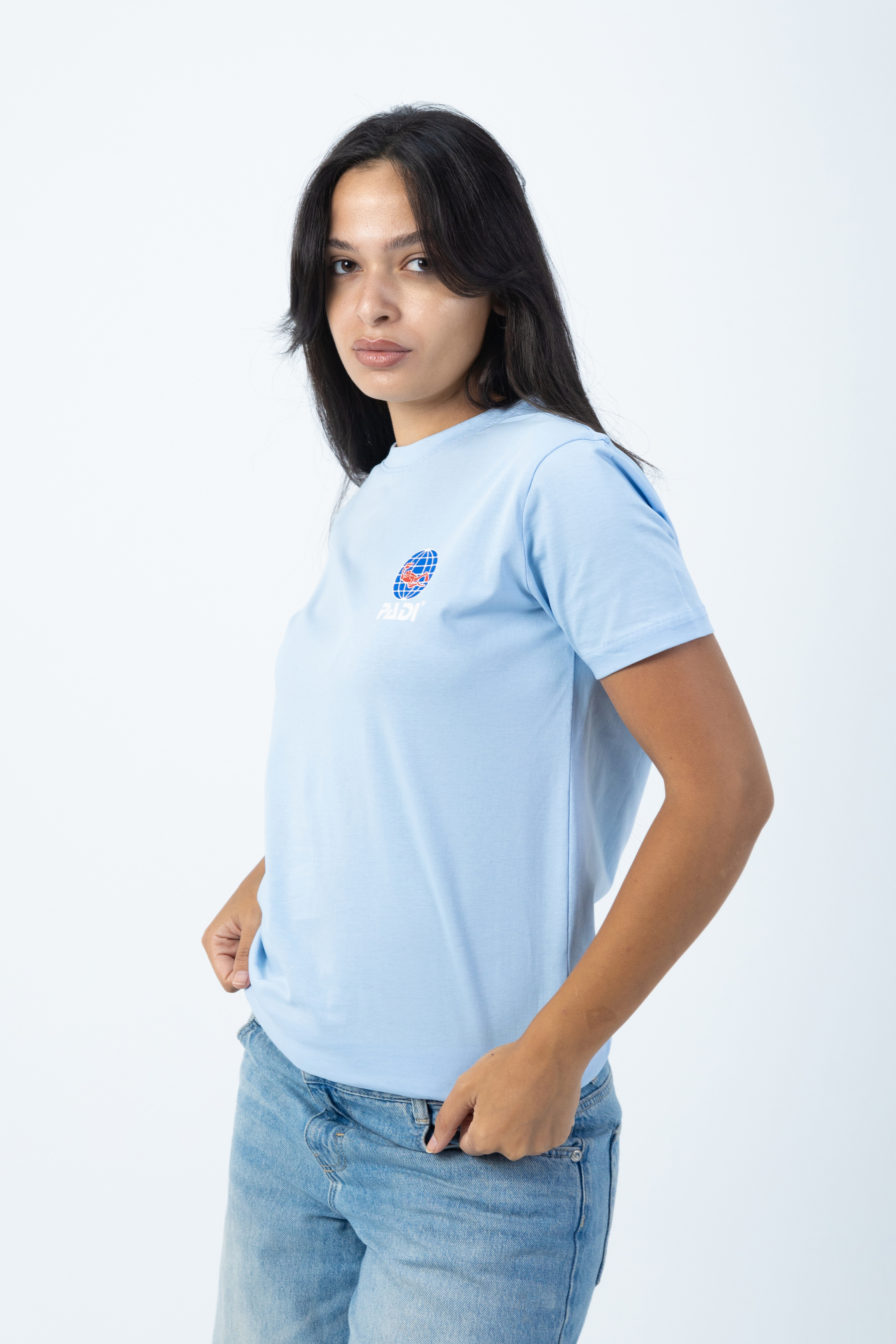 PADI Dive Torn Red X White  Flag T-Shirt – Baby Blue