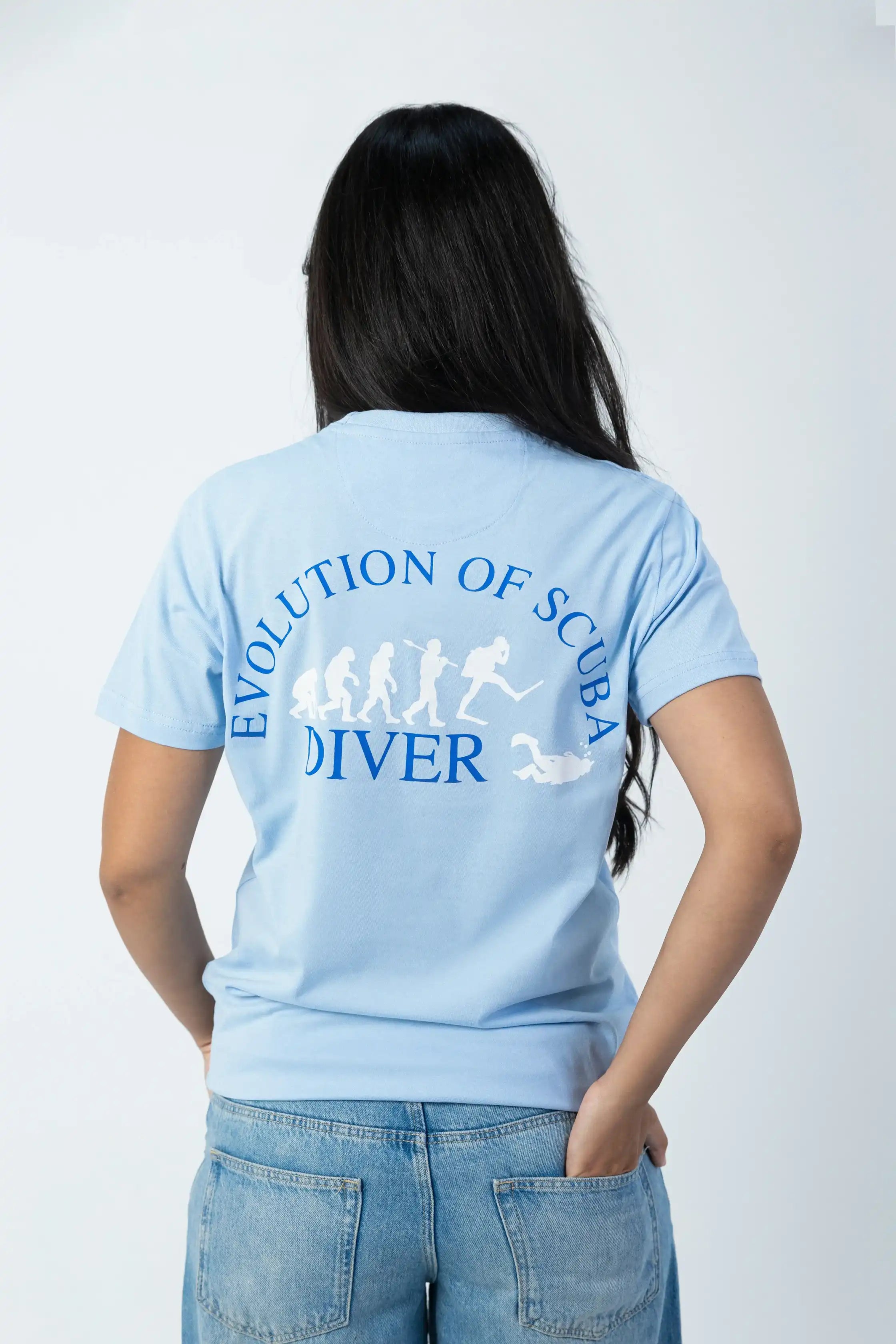 PADI “Evolution Of Scuba Diver” T-Shirt – Baby Blue