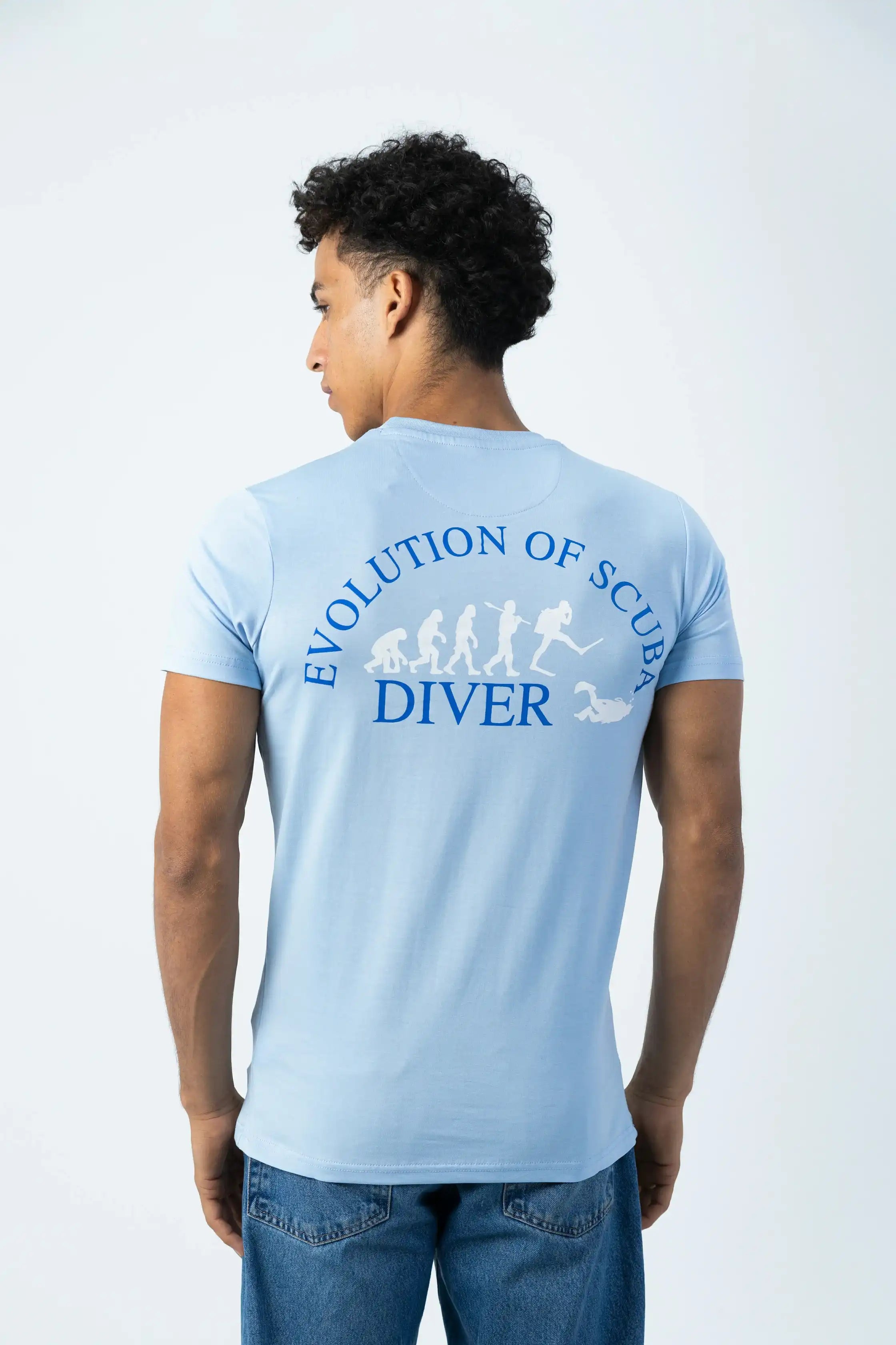 PADI “Evolution Of Scuba Diver” T-Shirt – Baby Blue