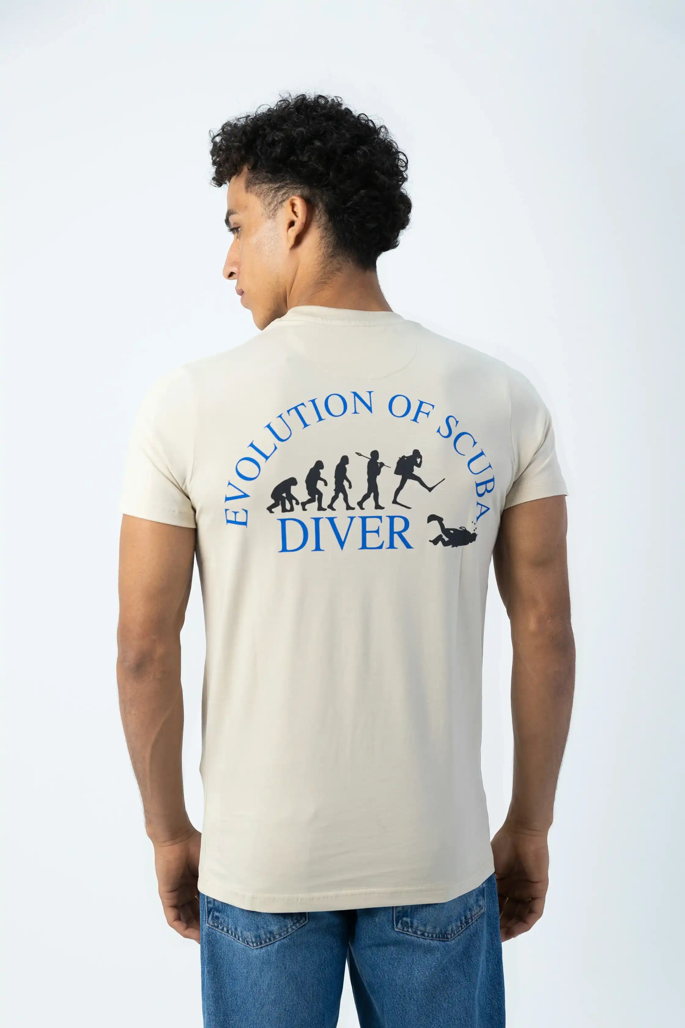 PADI “Evolution Of Scuba Diver”  T-Shirt – Beige