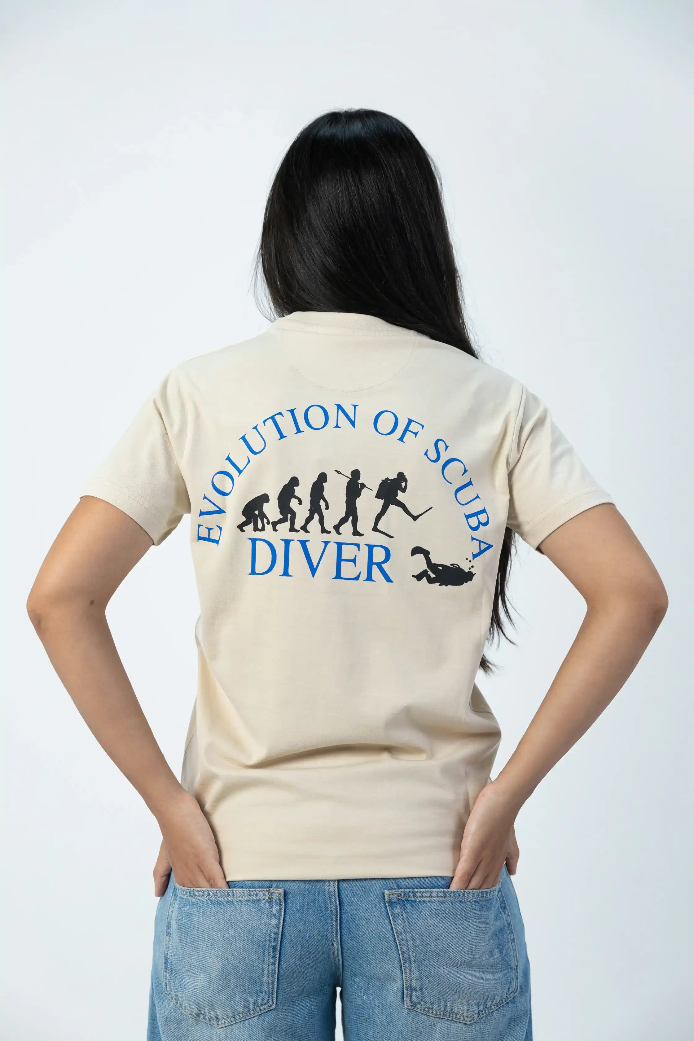PADI “Evolution Of Scuba Diver”  T-Shirt – Beige