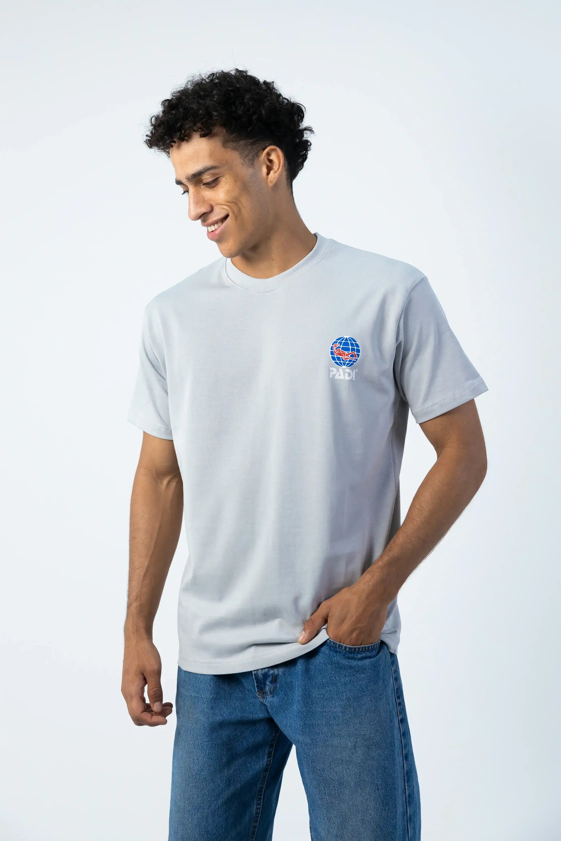 PADI Saso Minimalist Dive Logo T-Shirt - Light grey - Over Size