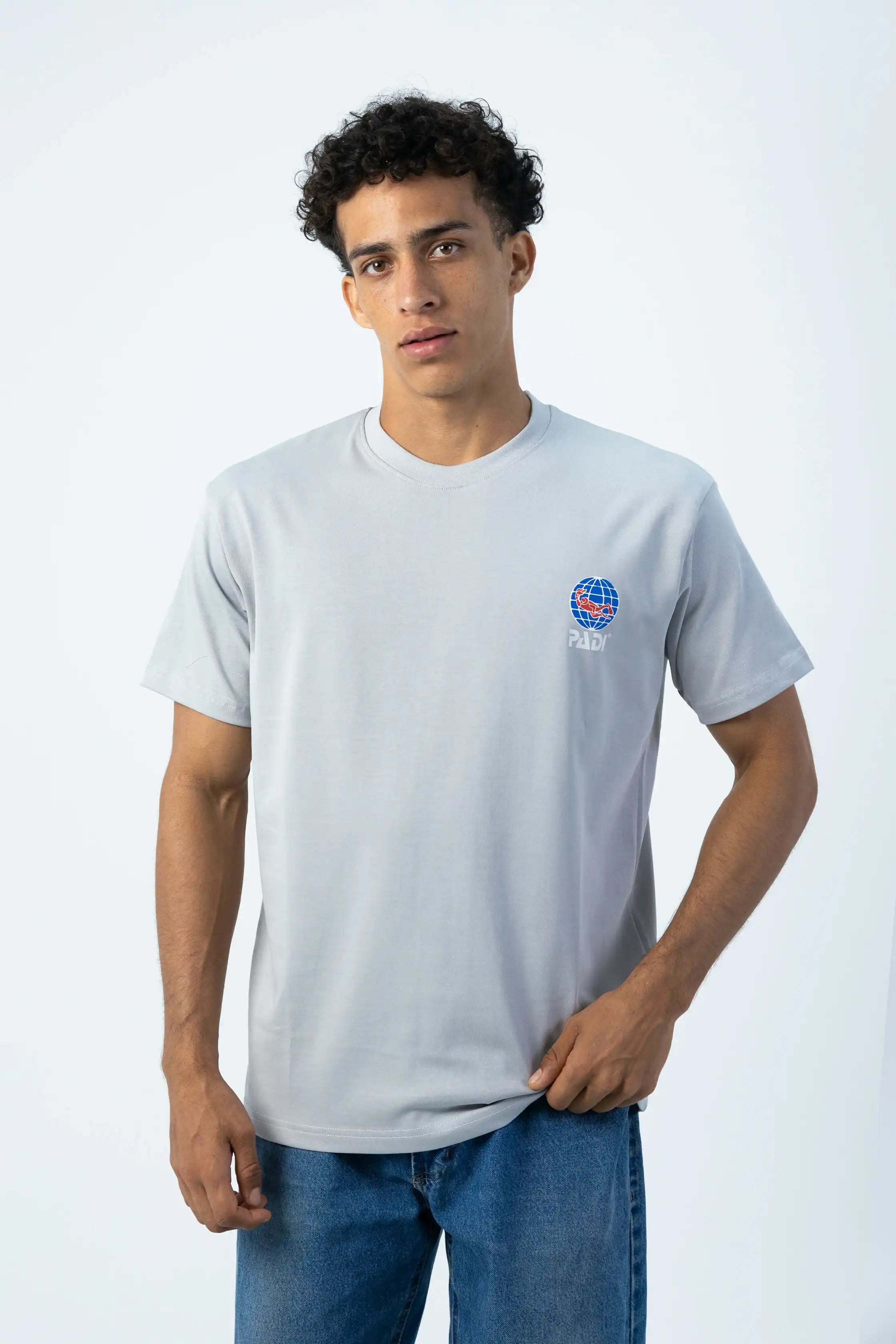 PADI Saso Minimalist Dive Logo T-Shirt - Light grey - Over Size