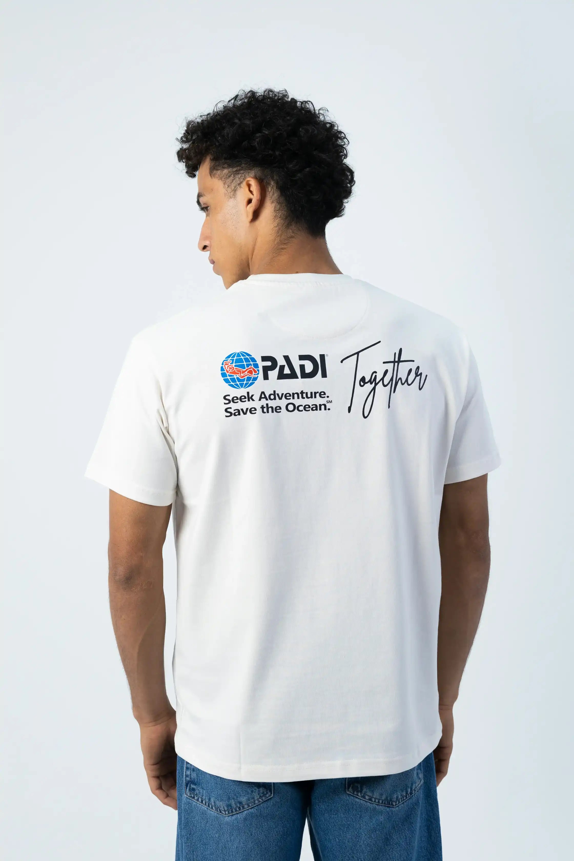 PADI Saso Minimalist Dive Logo T-Shirt - Off White - Over Size - Women