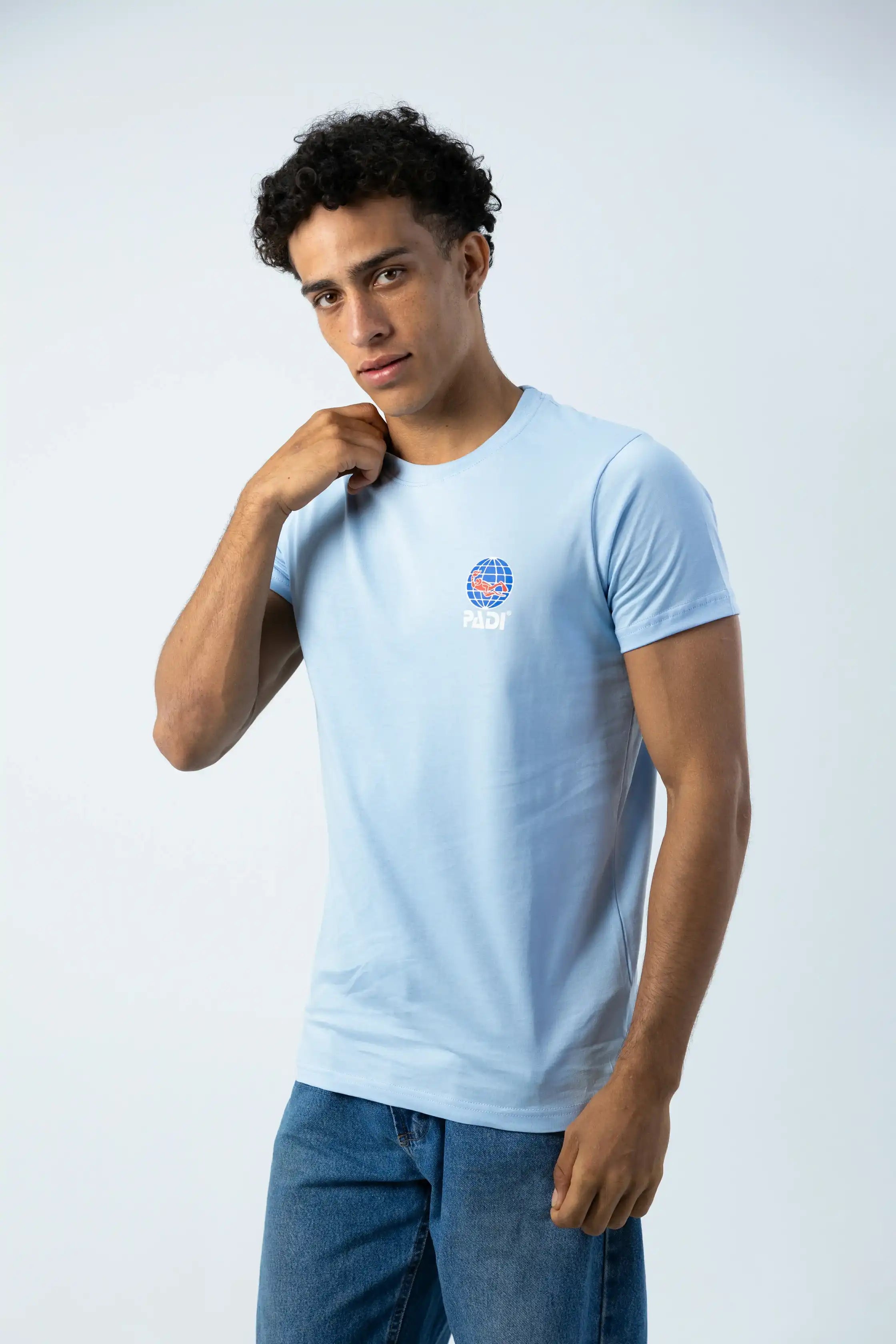 PADI Dive Torn Red X White  Flag T-Shirt – Baby Blue