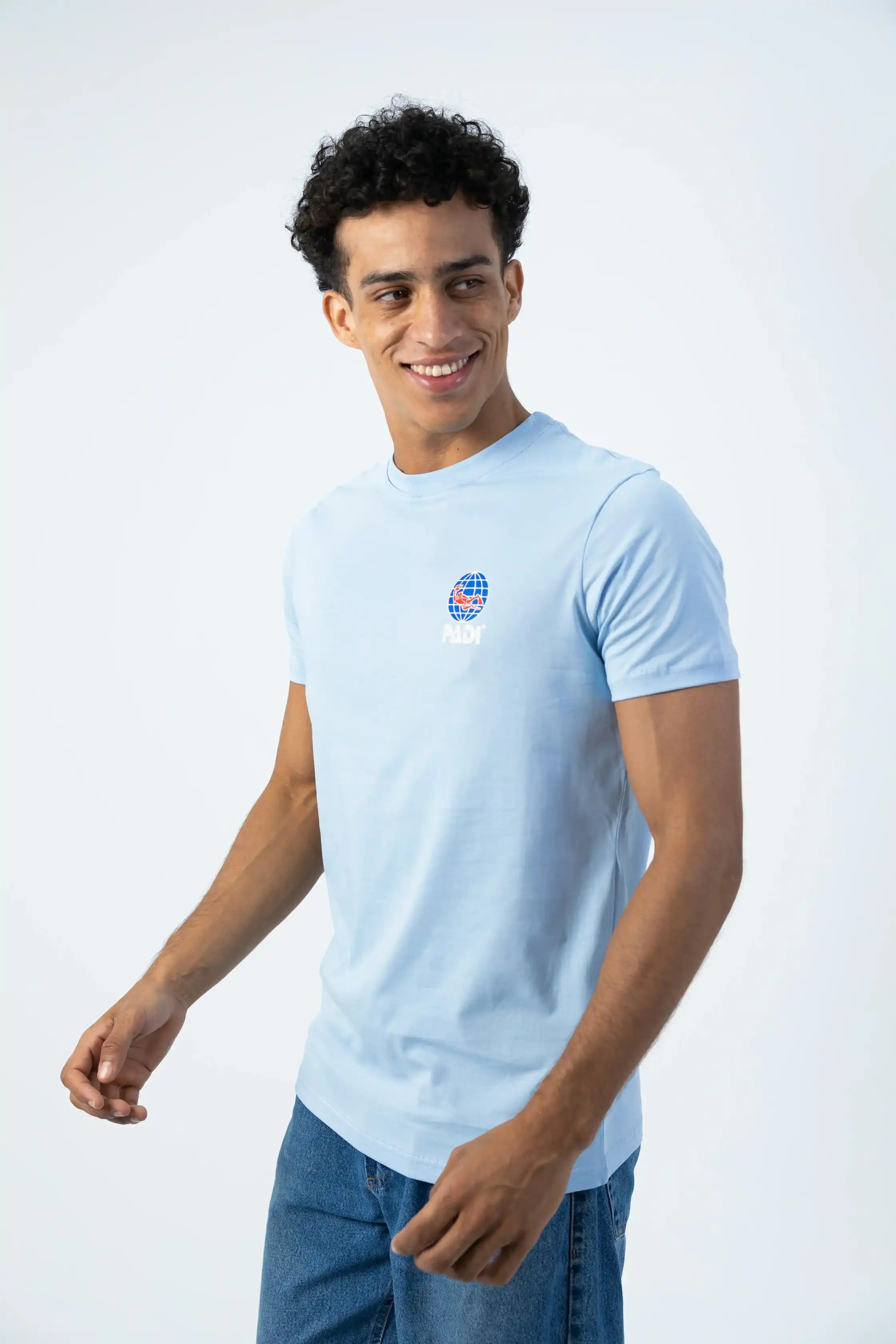 PADI Dive Torn Red X White  Flag T-Shirt – Baby Blue