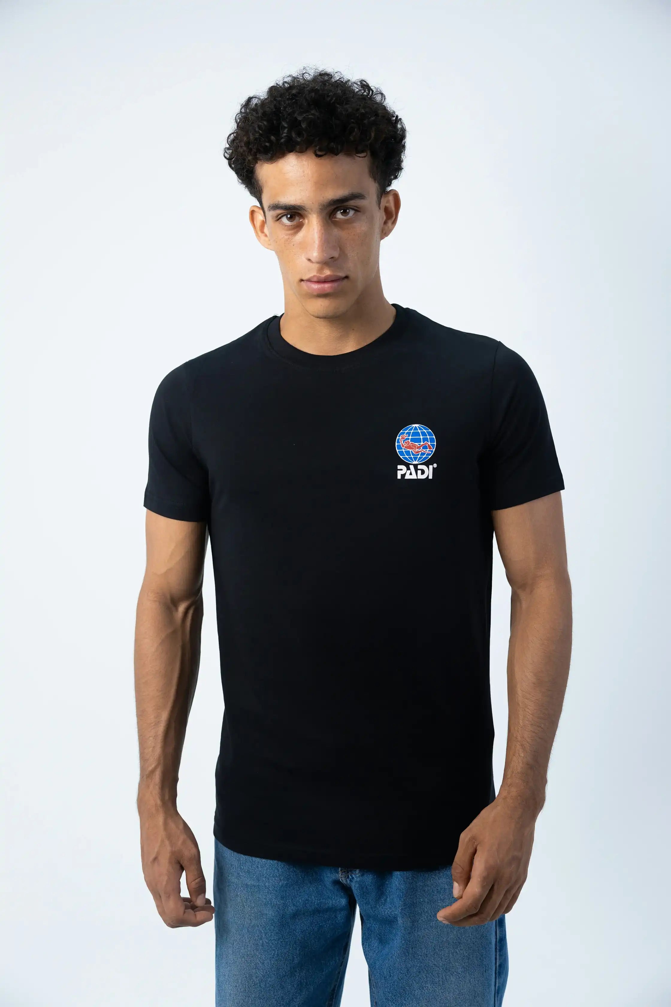 PADI Dive Torn Red X White  Flag T-Shirt – Black