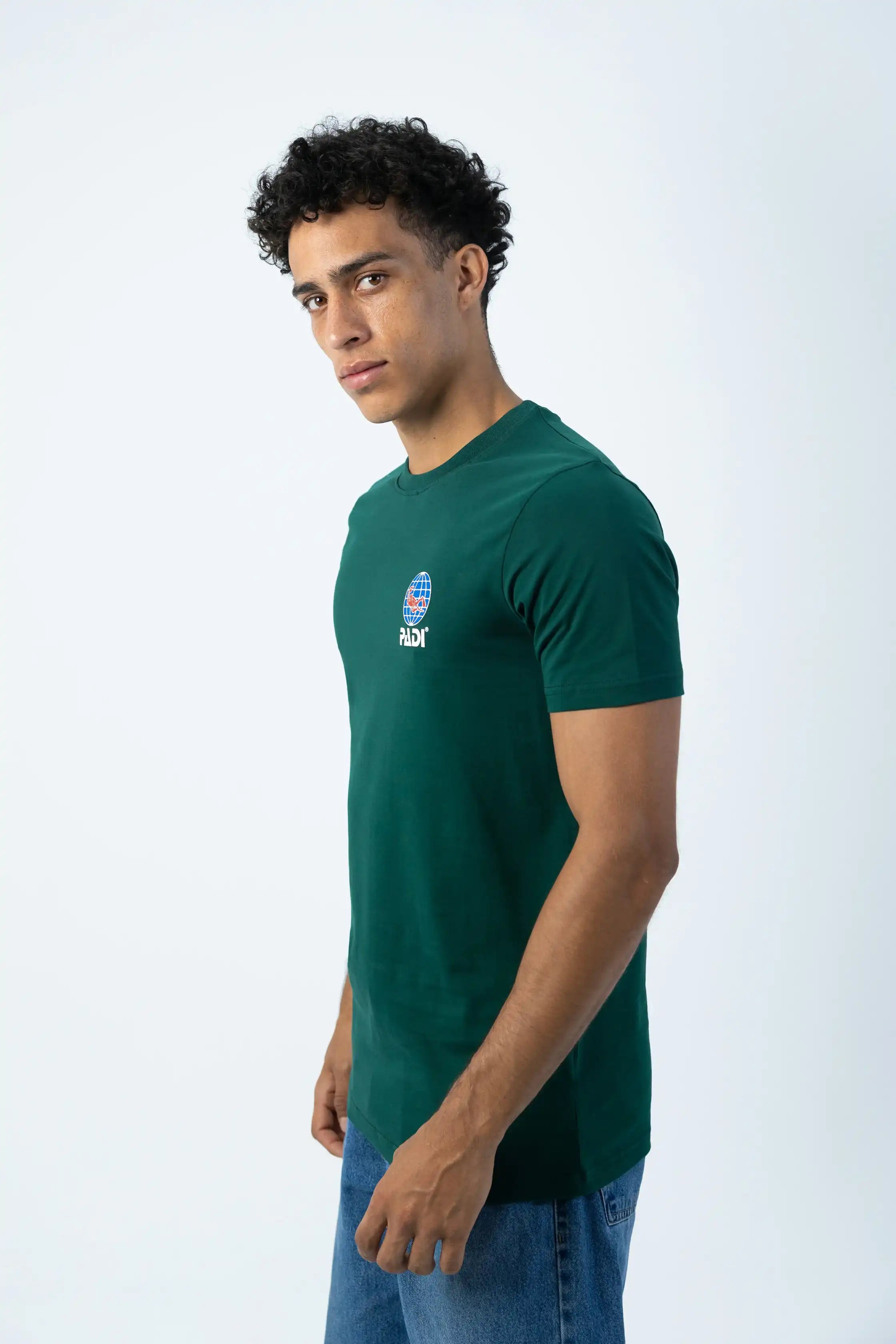 PADI Dive Torn Red X White  Flag T-Shirt – Green