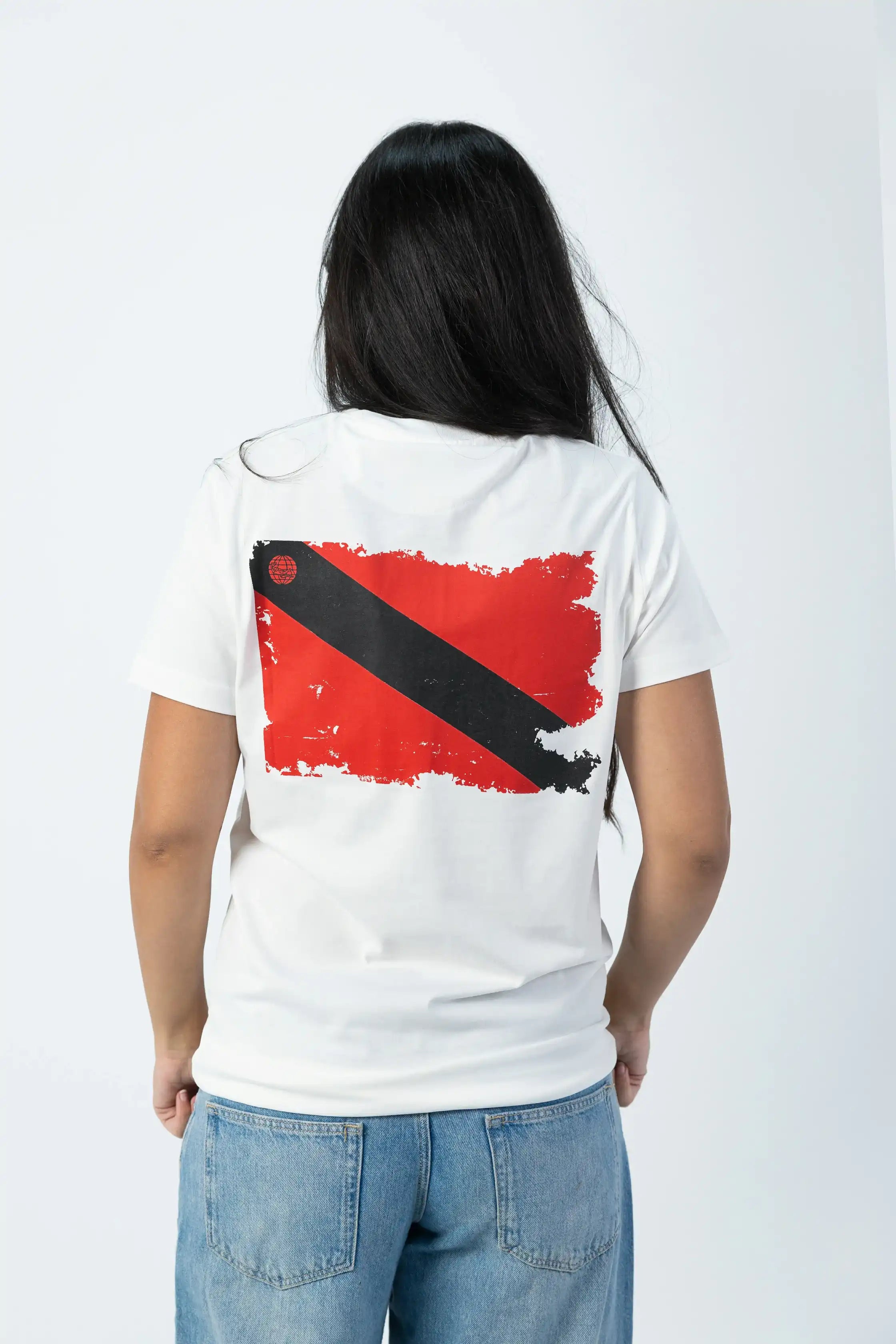 PADI Dive Torn Red X White Flag T-Shirt - Off White - Over Size
