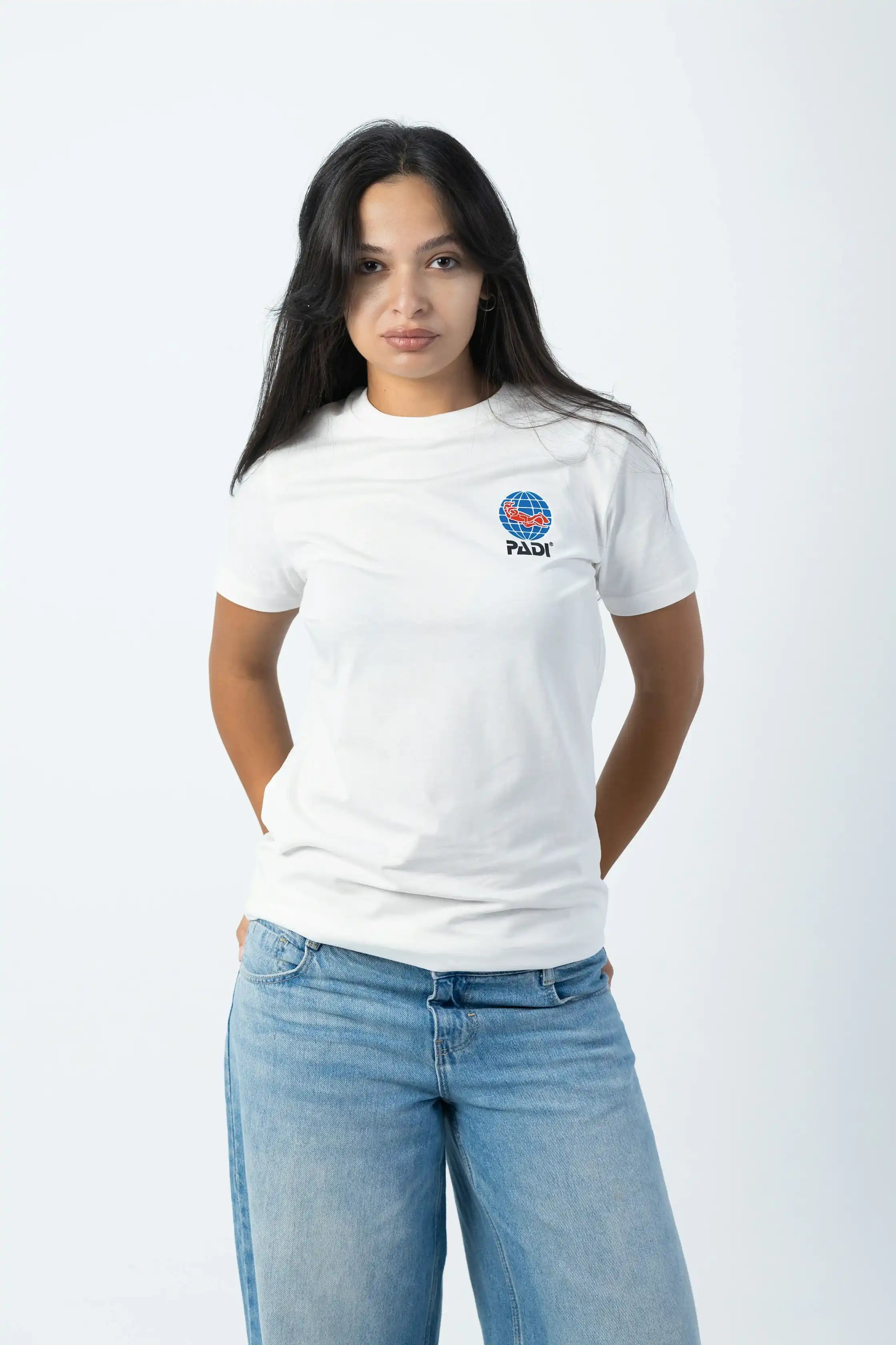 PADI Dive Torn Red X White Flag T-Shirt - Off White - Over Size