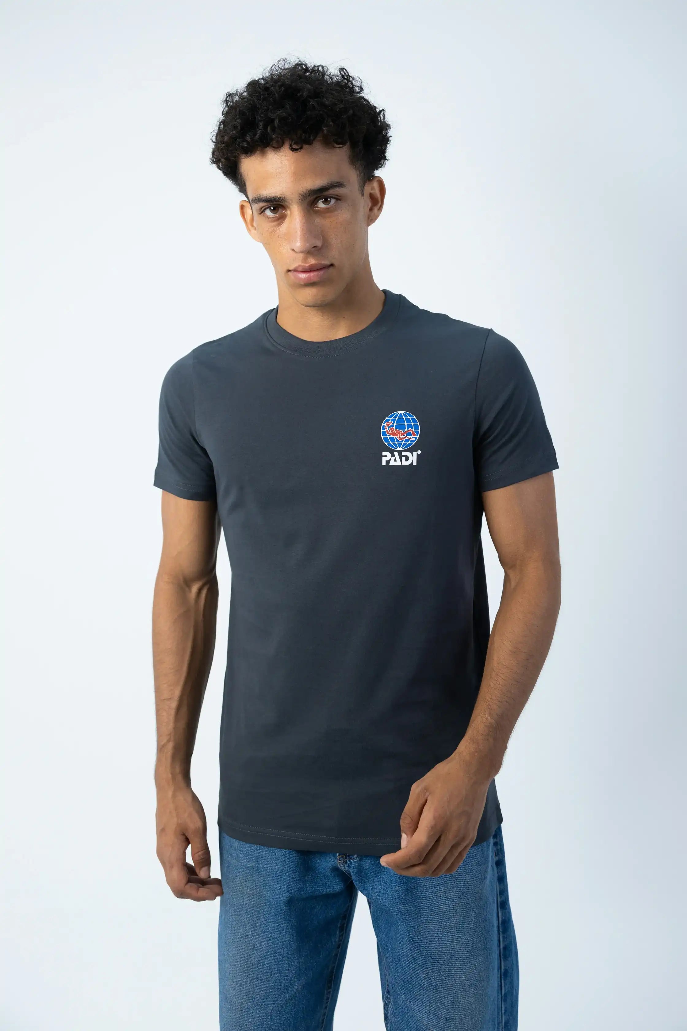 PADI Dive Torn Red X White  Flag T-Shirt – Silver