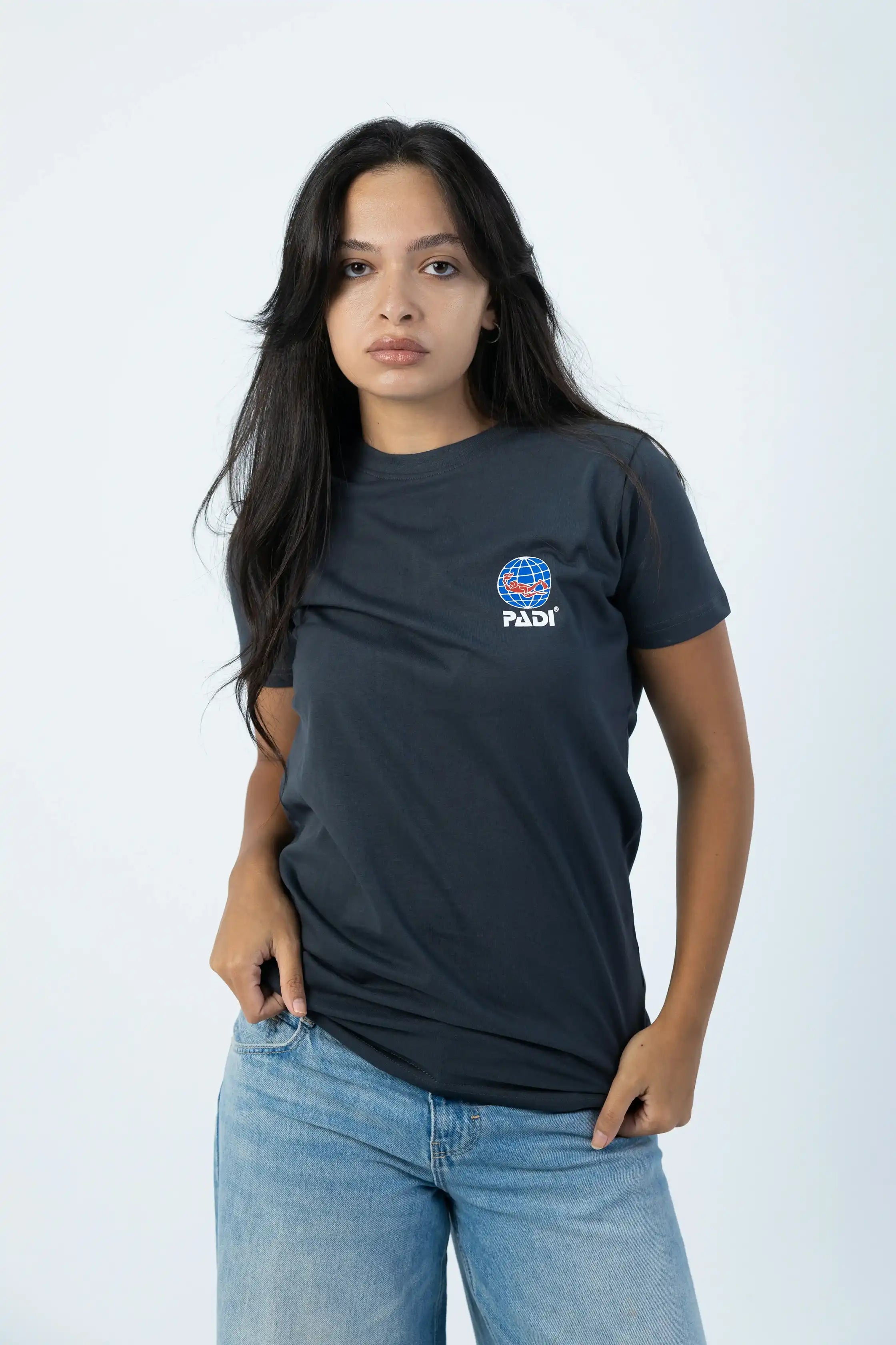 PADI Dive Torn Red X White Flag T-Shirt - Light grey - Over Size