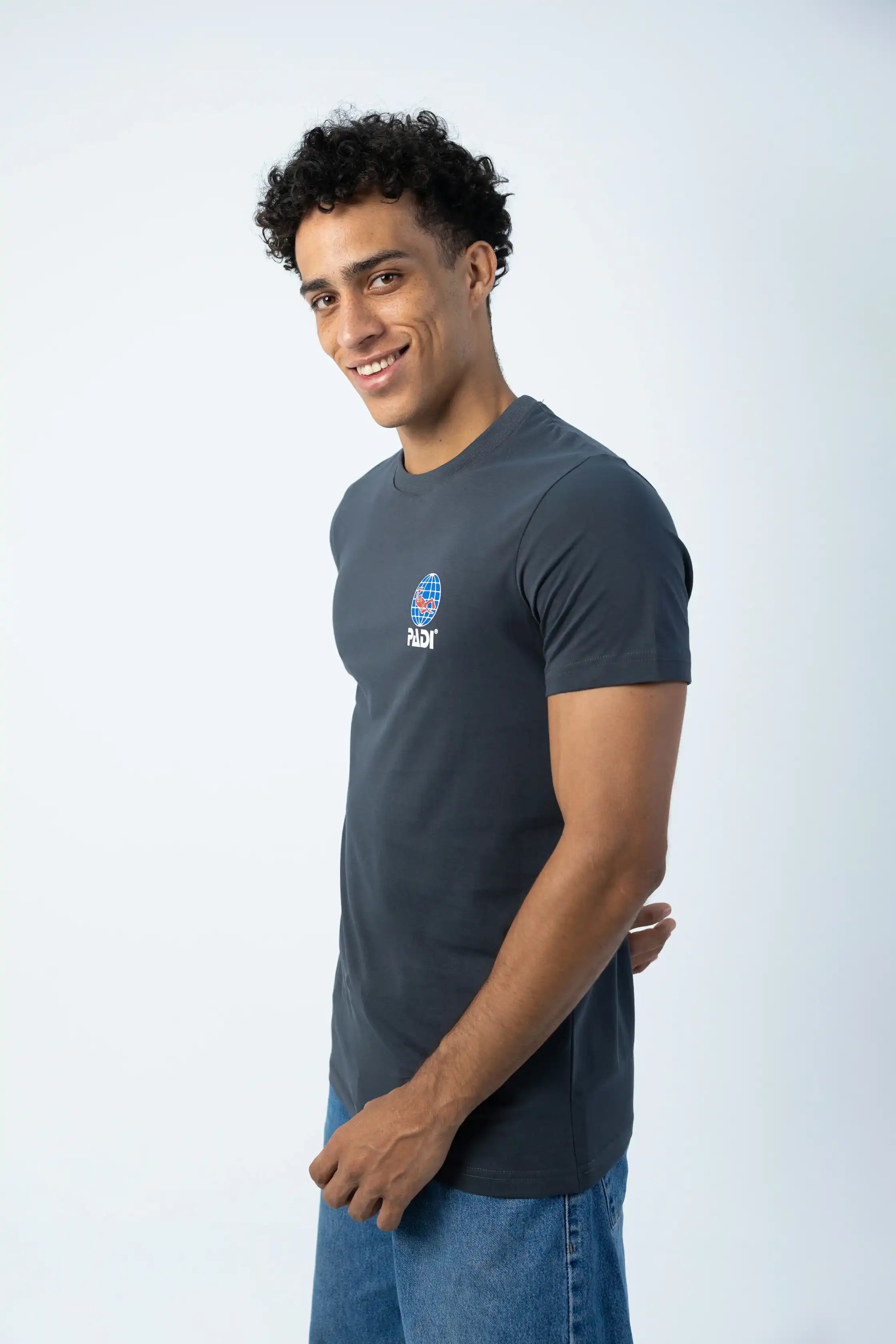 PADI Dive Torn Red X White  Flag T-Shirt – Silver